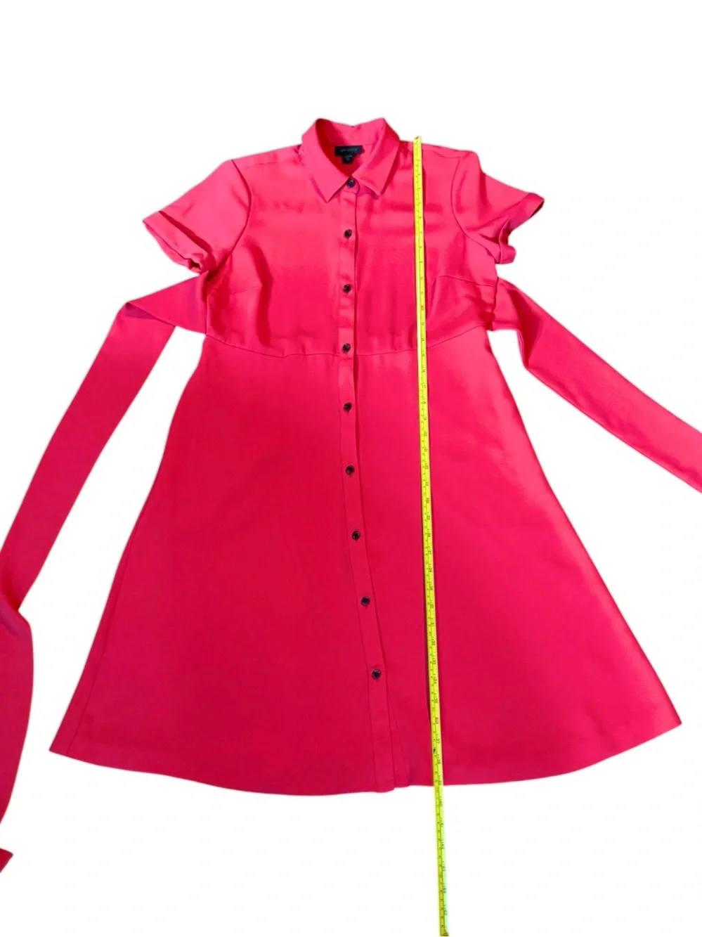 J. Jill Wearever Collection Red Shirt Dress Tie Waist ShortSleeve Midi XS Petite - Picture 13 of 16